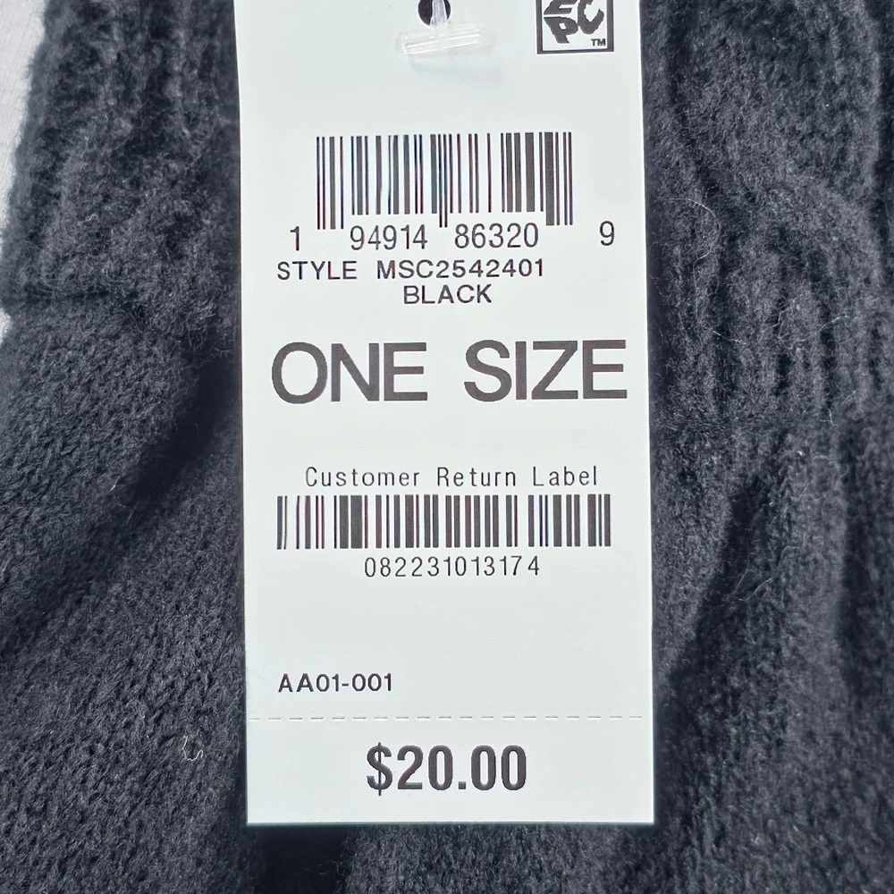 Style & Co Women Gloves One Size Black Cable Knit Tech Button Touchscreen NWT